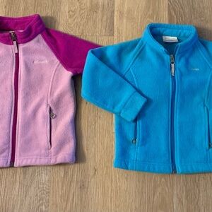 Columbia Girl's Size 3T Lot Of Two Full Zip Fleece Casual Jackets